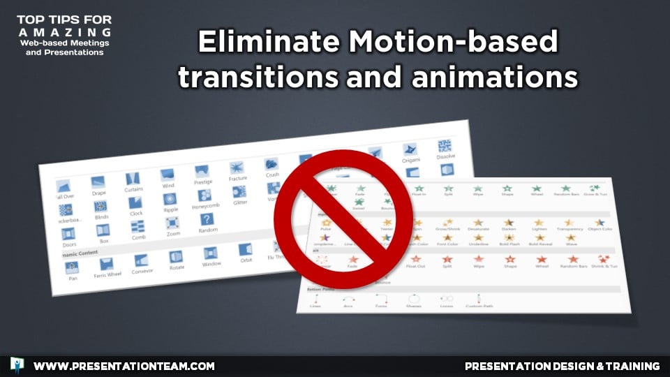Eliminate motion-based transitions and animations