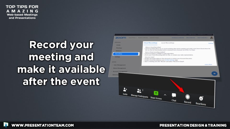 Record your meeting and make it available after the event