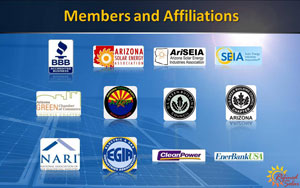 PowerPoint slide showing members and affiliations
